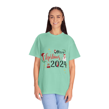 Garment-Dyed T-Shirt Merry Christmas 2024 Elf Design