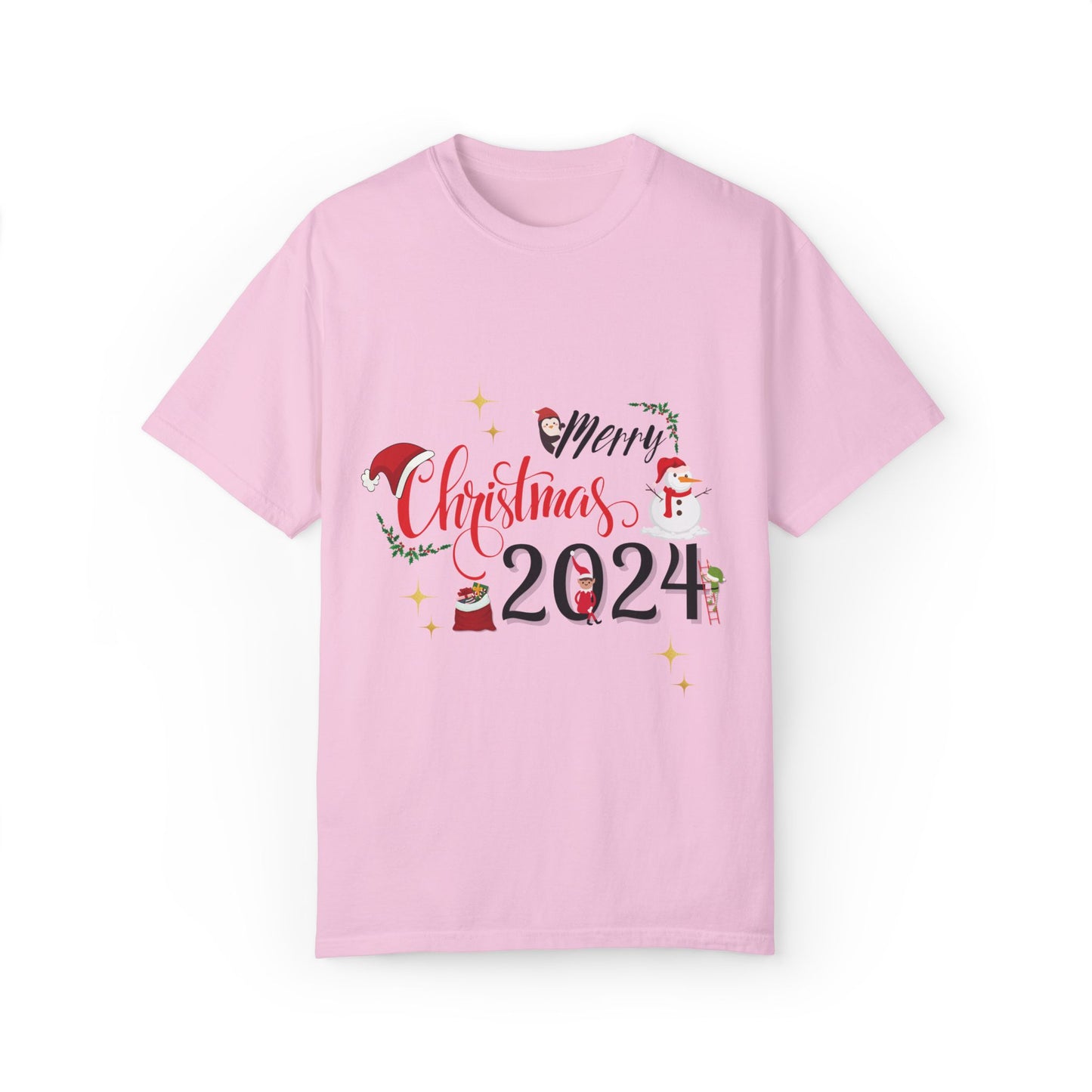 Garment-Dyed T-Shirt Merry Christmas 2024 Elf Design