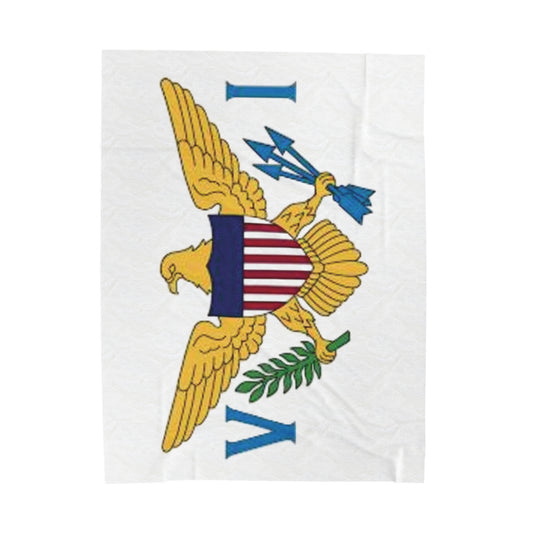 Velveteen Plush Blanket with U.S Virgin Islands Flag Design