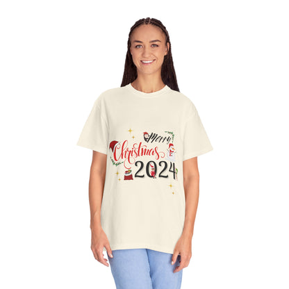 Garment-Dyed T-Shirt Merry Christmas 2024 Elf Design