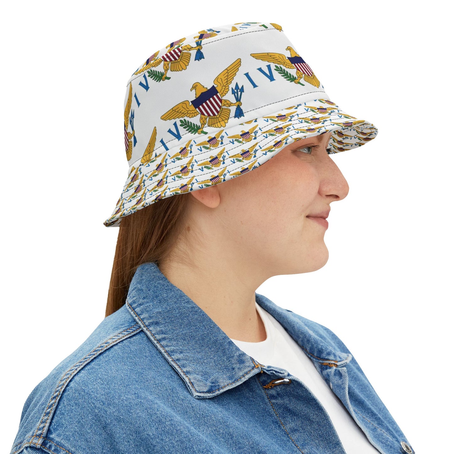 Bucket Hat with U S Virgin Islands Flag Pattern Design