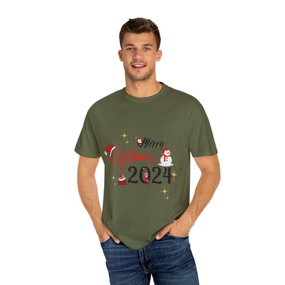 Garment-Dyed T-Shirt Merry Christmas 2024 Elf Design