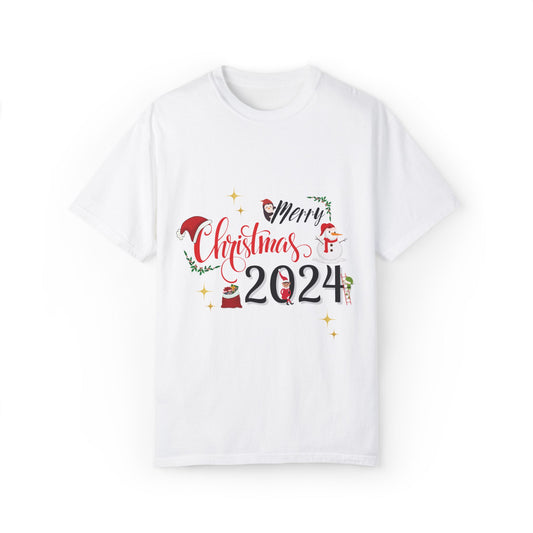 Garment-Dyed T-Shirt Merry Christmas 2024 Elf Design