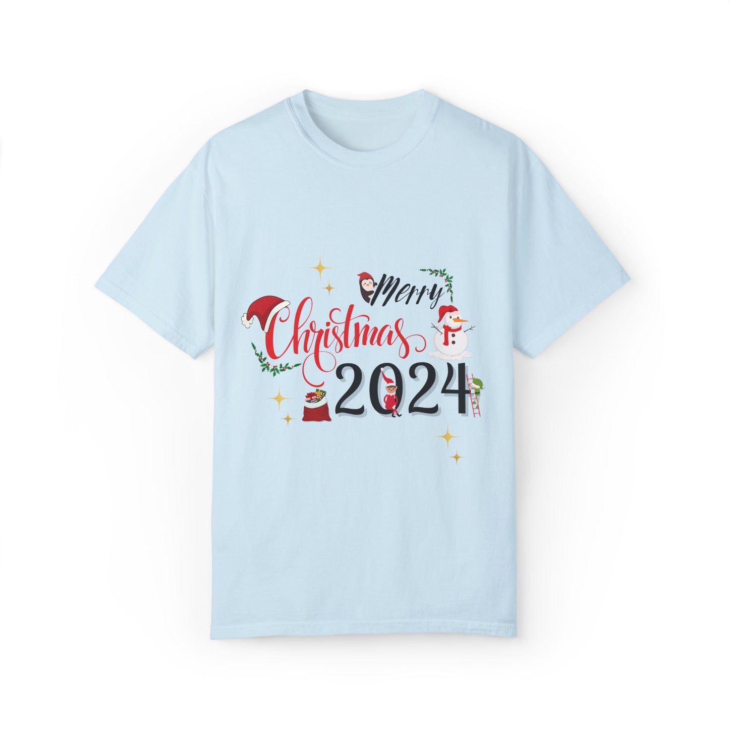 Garment-Dyed T-Shirt Merry Christmas 2024 Elf Design