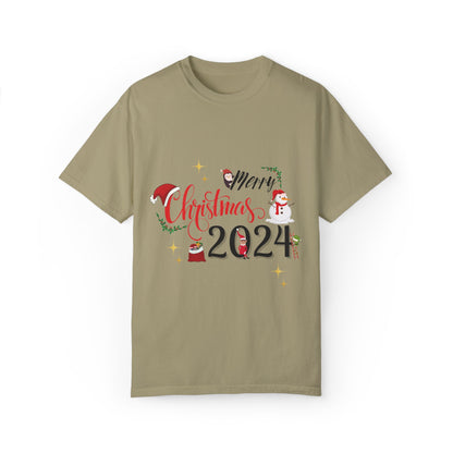 Garment-Dyed T-Shirt Merry Christmas 2024 Elf Design