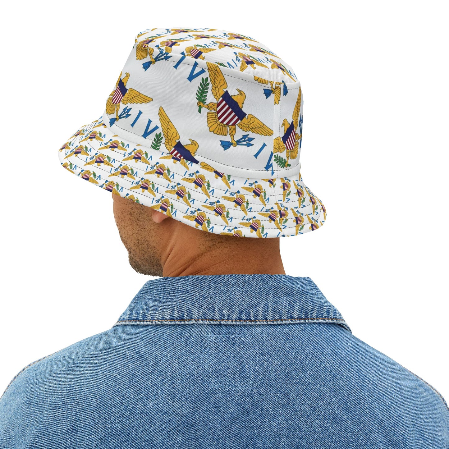 Bucket Hat with U S Virgin Islands Flag Pattern Design