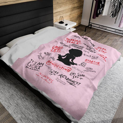 Velveteen Plush Blanket - 'Dear diary' Affirmations Design | Style B  Afro Girl