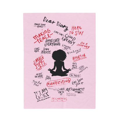 Velveteen Plush Blanket - 'Dear diary' Affirmations Design | Style B  Afro Girl