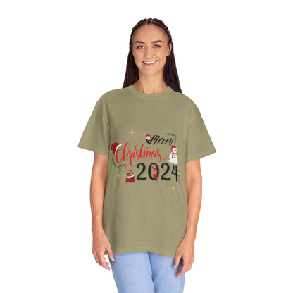 Garment-Dyed T-Shirt Merry Christmas 2024 Elf Design