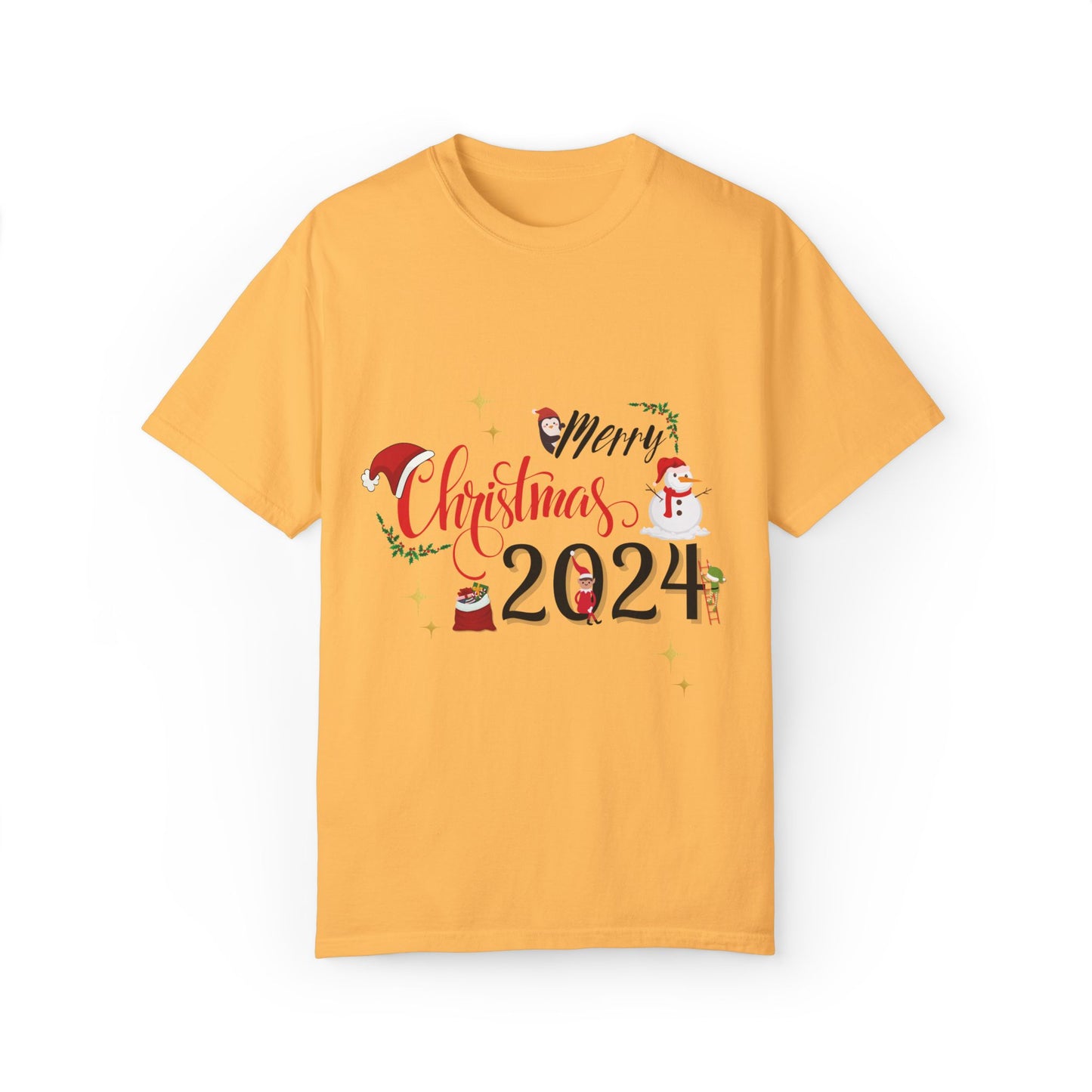 Garment-Dyed T-Shirt Merry Christmas 2024 Elf Design