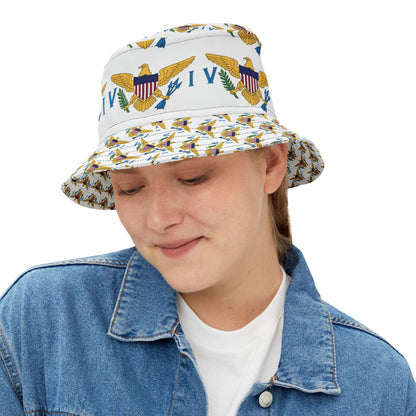 Bucket Hat with U S Virgin Islands Flag Pattern Design